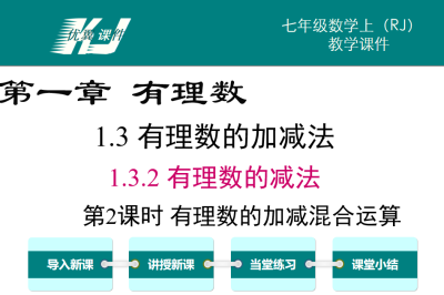 人教版七年级上册数学课件第一章有理数 1.3.2有理数的减法第2课时有理数的加减混合运算PPT课件下载