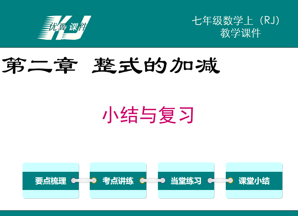 人教版七年级上册数学课件第二章 整式的加减小结与复习PPT课件下载