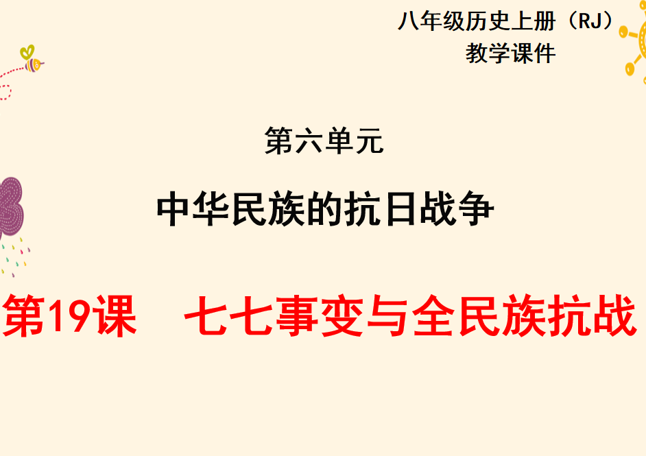 人教版八年级上册历史第六单元中华民族的抗日战争第19课七七事变与全民族抗战PPT课件下载