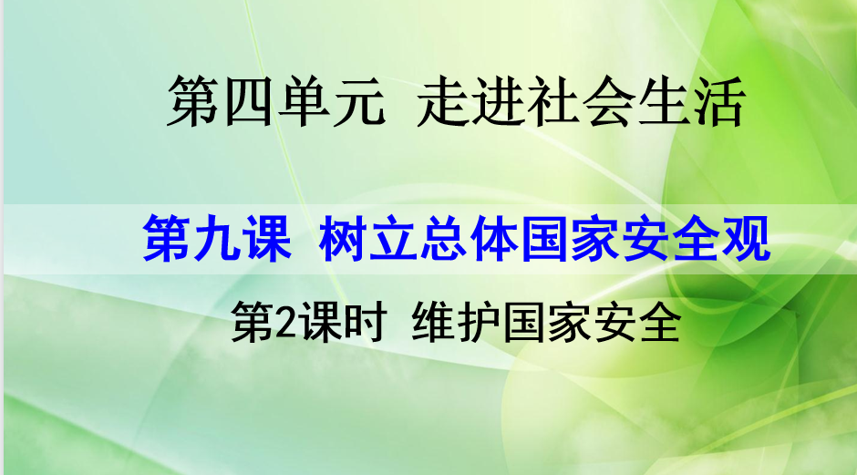 人教版八年级上册政治第四单元遵守社会规则第九课树立总体国家安全观维护国家安全PPT课件下载