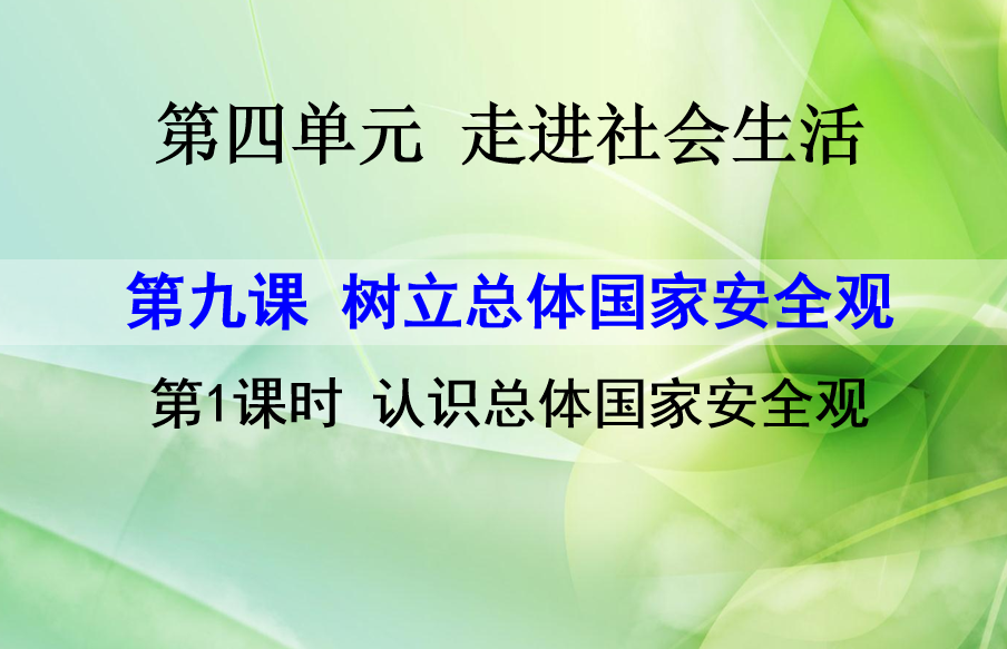 人教版八年级上册政治第四单元遵守社会规则第九课树立总体国家安全观认识总体国家安全观PPT课件下载  