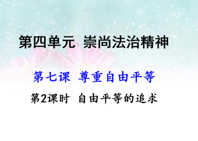 人教版八年级下册政治第四单元崇尚法治精神第七课尊重自由平等自由平等的追求PPT课件下载