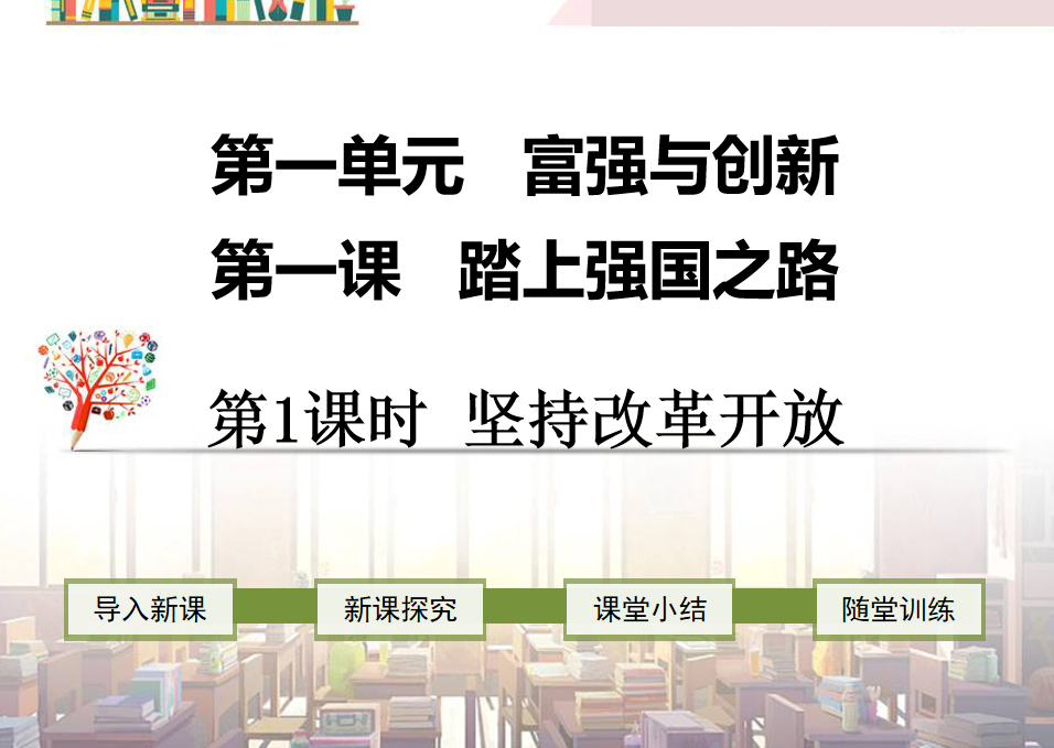 人教版九年级上册政治第一单元富强与创新第一课踏上强国之路坚持改革开放PPT课件下载