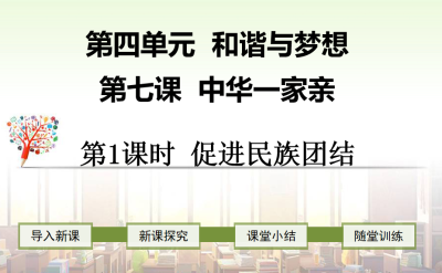 人教版九年级上册政治第四单元 和谐与梦想第七课中华一家亲促进民族团结PPT课件下载