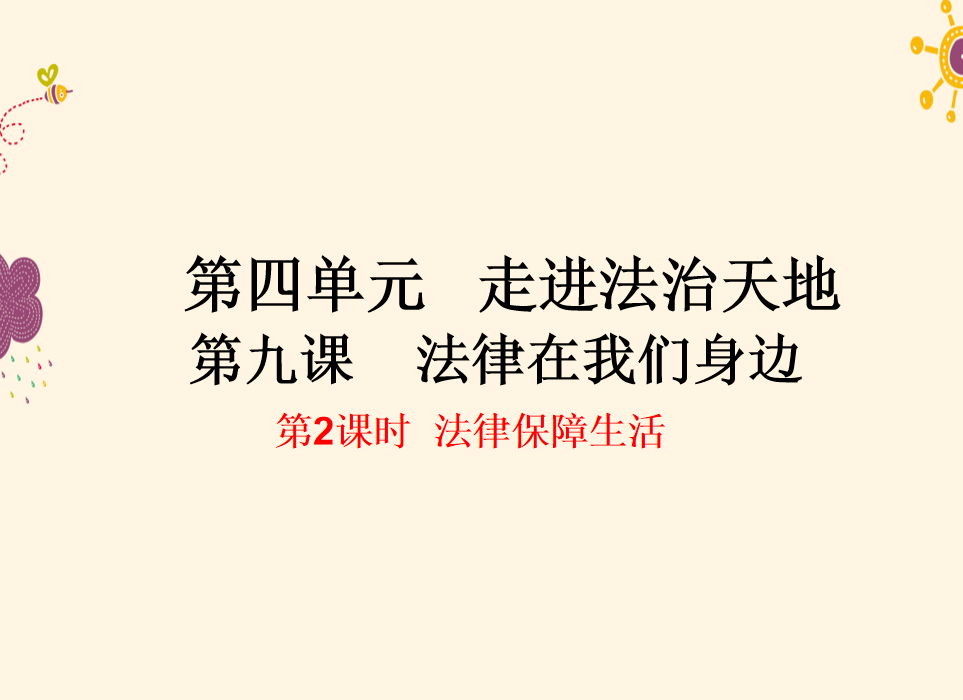 人教版七年级下册政治第四单元走进法治天地第九课法律在我们身边法律保障生活PPT课件下载