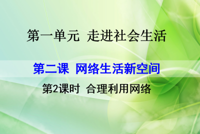 人教版八年级上册政治第一单元走进社会生活第二课网络生活新空间合理利用网络PPT课件下载