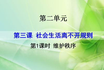 人教版八年级上册政治第二单元遵守社会规则第三课社会生活离不开规则维护秩序PPT课件下载