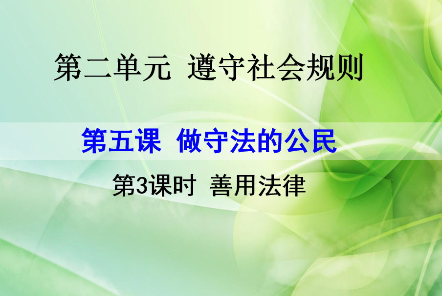 人教版八年级上册政治第二单元遵守社会规则第五课做守法的公民善用法律PPT课件下载（内含音频文件）